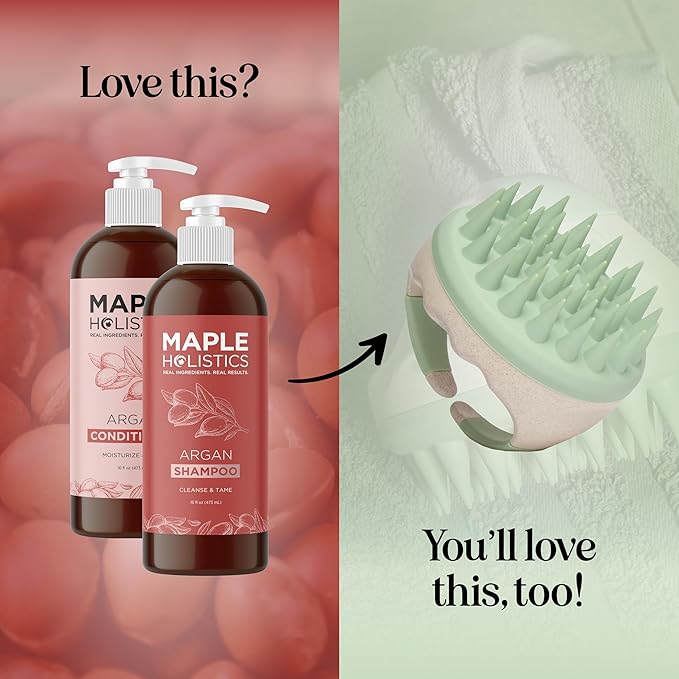 Argan Oil Shampoo and Conditioner for Dry Hair - Paraben and Sulfate Free Shampoo and Conditioner Set for Dry Hair Frizz Curl Care and Split Ends - Moisturizing Argan Shampoo and Conditioner Set