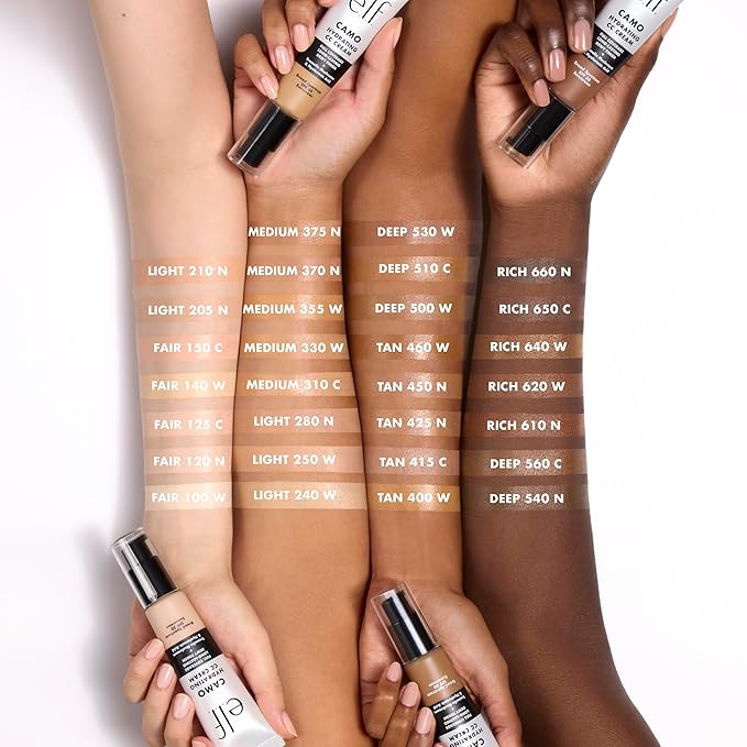 e.l.f. Hydrating Camo CC Cream, SPF 30, Color Correcting Full Coverage Foundation For A Dewy Finish, Vegan & Cruelty-Free, Medium 375 N