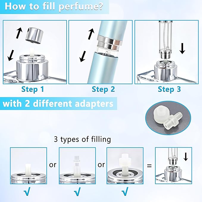 3-Pack 5ml Refillable Perfume Atomizer Travel Bottle Leakproof Luxury Travel Perfume Refillable Bottle, Portable Fragrance Atomiser (Black & Grey & Rose Red)