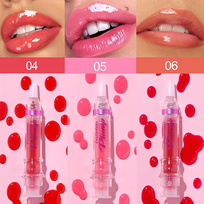 3 Colors Lifter Gloss, Spicy Lip Plumping Booster Lip Glossy Lipstick, Hydrating, Volumizes, High-Shine, Fuller Mirror Lip Glaze, Plump &Pout Lip Plumper for Women Girls, Set #04,05,06