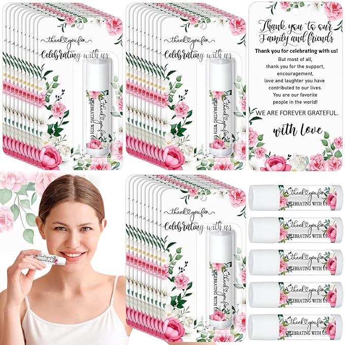 30 Pack Thank You Gift Lip Balm Bulk Bridal Shower Favors Bridal Shower Favor Lip Care Set Bachelorette Party Favors Baby Shower Favor Thank You Appreciation Gift for Guest Basket Gift Stuffer