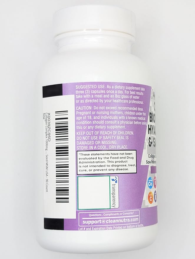 Clean Nutraceuticals Collagen Pills 1000mg Biotin 10000mcg Keratin Saw Palmetto Hyaluronic Acid - Hair Skin & Nails Vitamins & DHT Blocker with Vitamin E Folic Acid Pumpkin Seed MSM - 90 Count