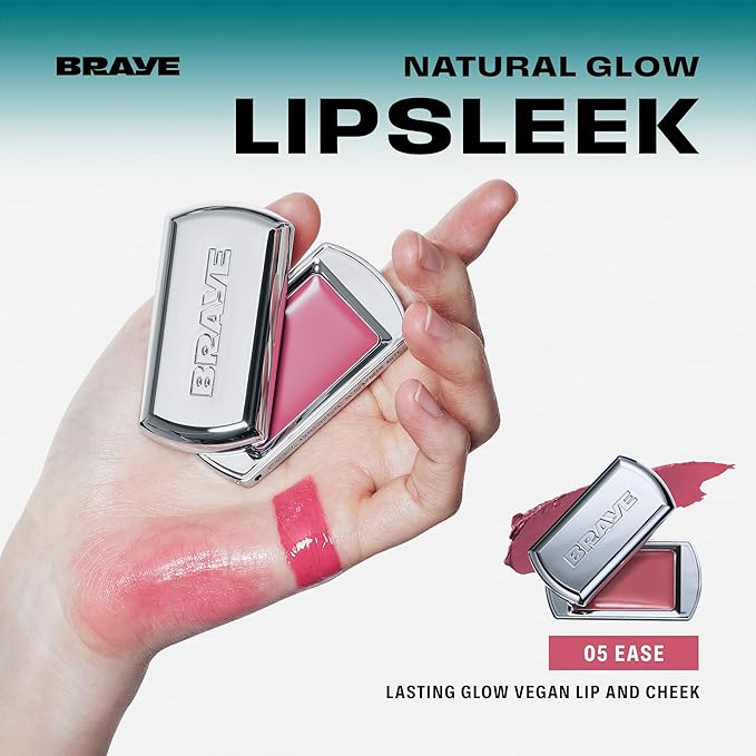 BRAYE Lipsleek Lip Balm, Monochromatic Cream Blush 2-in-1 Face Makeup, Hydrating & Mood Buildable, Vegan + Cruelty-Free Glow for Cheeks l 05 Ease
