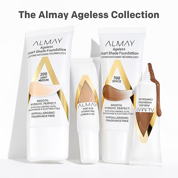 Almay Anti-Aging Foundation, Smart Shade Face Makeup with Hyaluronic Acid, Niacinamide, Vitamin C & E, Hypoallergenic-Fragrance Free, 700 Spice, 1 Fl Oz (Pack of 1)
