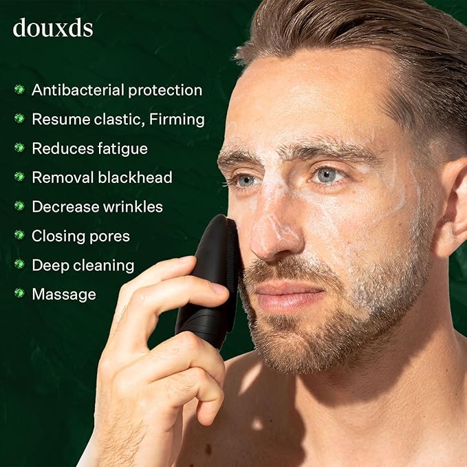 douxds Flex™ Pro Vibrating Face Brush, Electric Face Scrubber, Face Scrubber for Men, Flex™ Face Brush, Men's Skin Care, Powerful Sonic Technology, Removes Dark Marks and Bumps, Acne Treatment