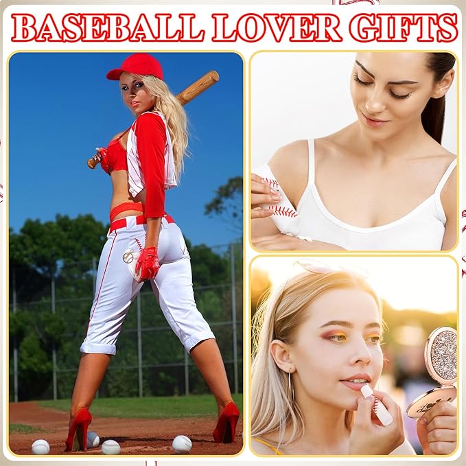 144 Pcs Baseball Lip Balm Hand Cream Set Baseball Party Supply, Include 36 Baseball Lip Balm 36 Moisturizing Hand Cream 36 Baseball Bag 36 Baseball Card and Rope for Baseball Accessories Gifts