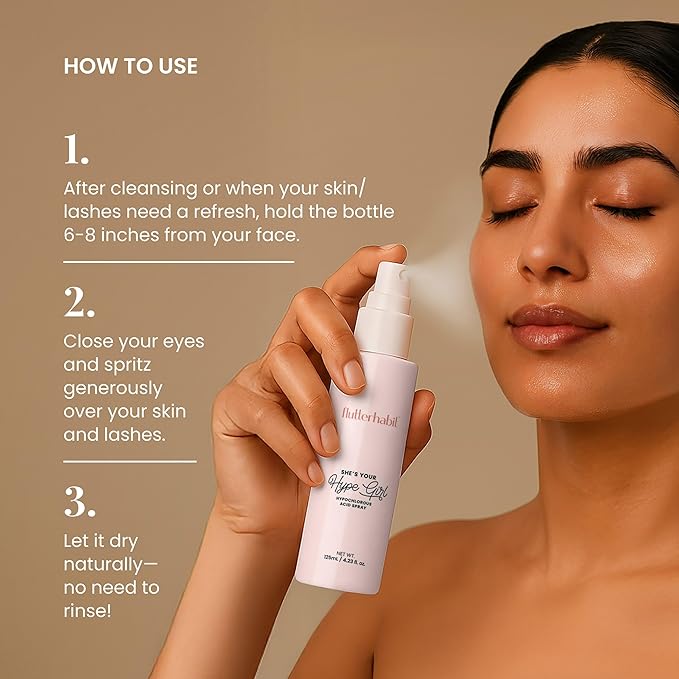 FlutterHabit Hypochlorous Acid Spray, Face Mist for Acne Prone Skin, HOCl Formula to Soothe Irritation, Refresh Complexion, Repair Damage, Balance Oil, Calm Redness, Restore Clarity (125mL)