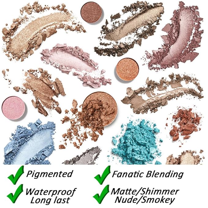 35 Colors Eyeshadow Palette with 7Pcs Makeup Brushes Set, All in One Makeup Kit Matte Shimmer Pigmented Eye Shadow Pallete Waterproof Powder Natural Nude Naked Smokey