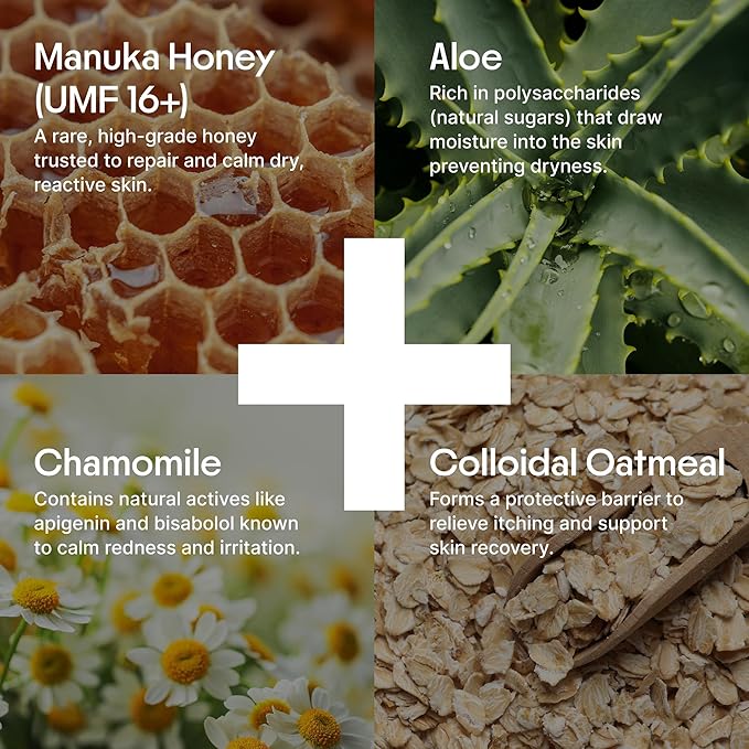 Clearbody Manuka Honey Eczema Cream – Organic Eczema Honey & Collodial Oatmeal Moisturizer for Soothing, eczema, Dry & Itchy Skin – Face & Body Lotion - Plant-Based Formula (2oz)