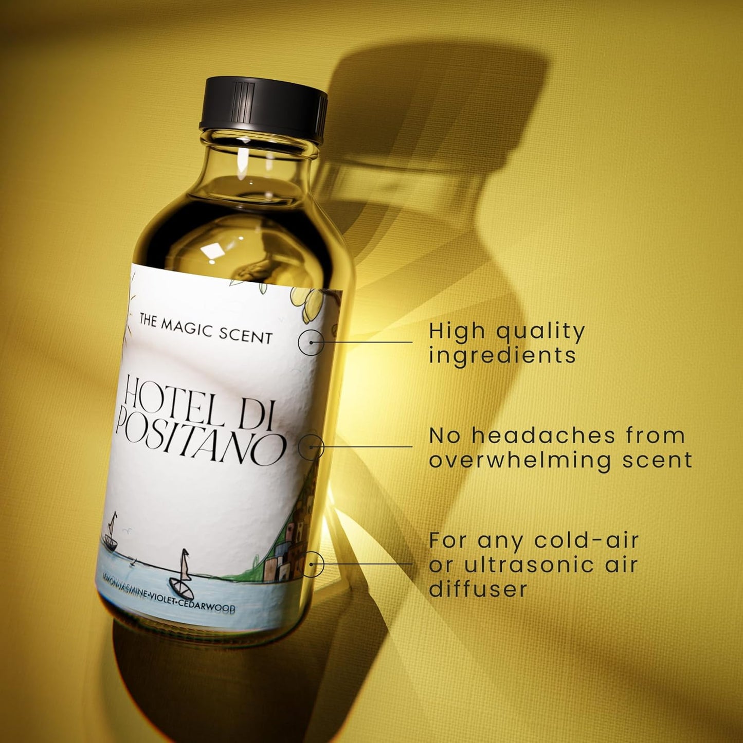 Hotel Di Positano Hotel Scent Diffuser Oil - Cold-Air & Ultrasonic Fragrance Oil for Diffuser Inspired by Amalfi Coast, Italy - Essential Oils for Diffusers Aromatherapy (500 ml)