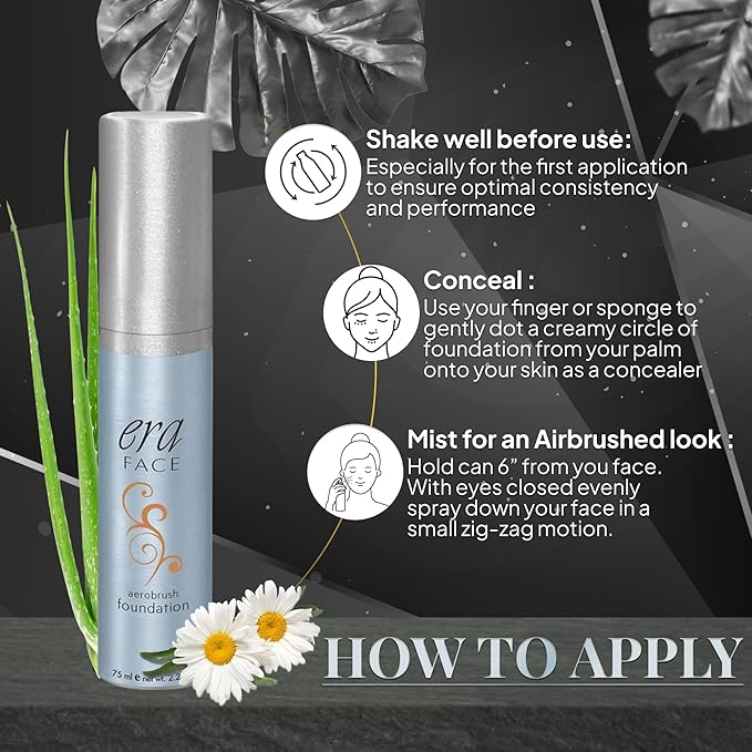 ERA Face spray makeup (R8 Amber, 2.25 oz) - airbrush foundation, everyday, buildable, professional spray on cosmetics by Era Beauty