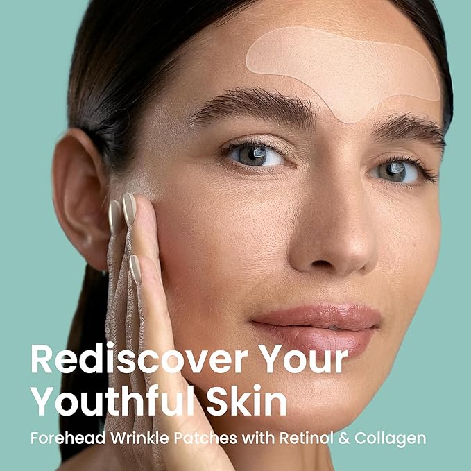 Advanced Wrinkle Patches 60ct Smile Line, Frown Line Wrinkle Patches for Facial Korean Skin Care Face Wrinkle Tape Invisible Overnight with Retinol & Collagen (Large (Forehead))