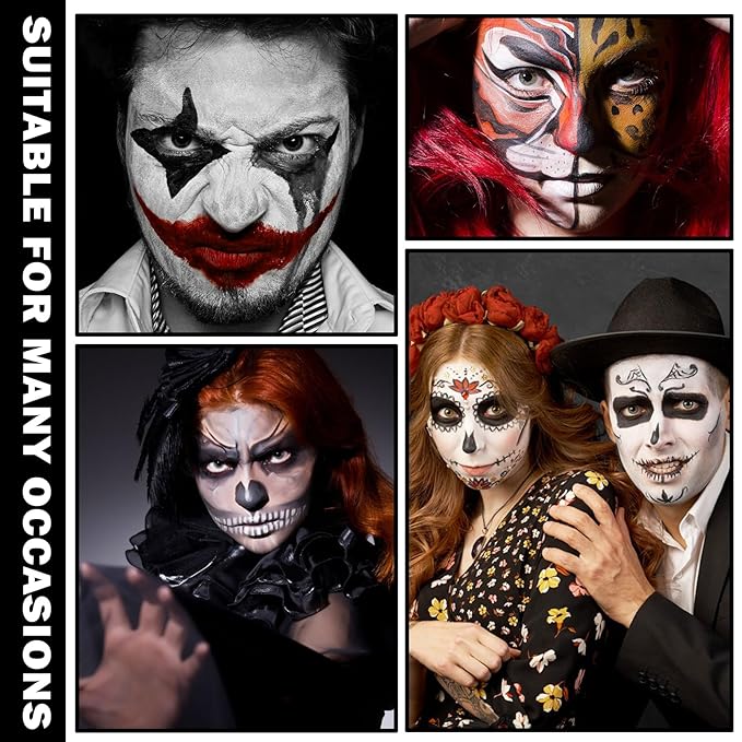 Clown Makeup Kit,Black White Red Face Paint Professional Adult Body Paint Kit for Halloween SFX Special Effects Makeup Kit