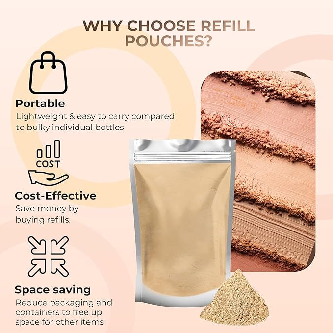 Foundation Powder Refill (BEIGE)(12 Gram Bag) By Sweet Face Minerals, Lightweight Mineral Loose Makeup Powder with SPF 20, Full Coverage Flawless Finish, Talc-free, Cruelty-Free, Refillable Pouch