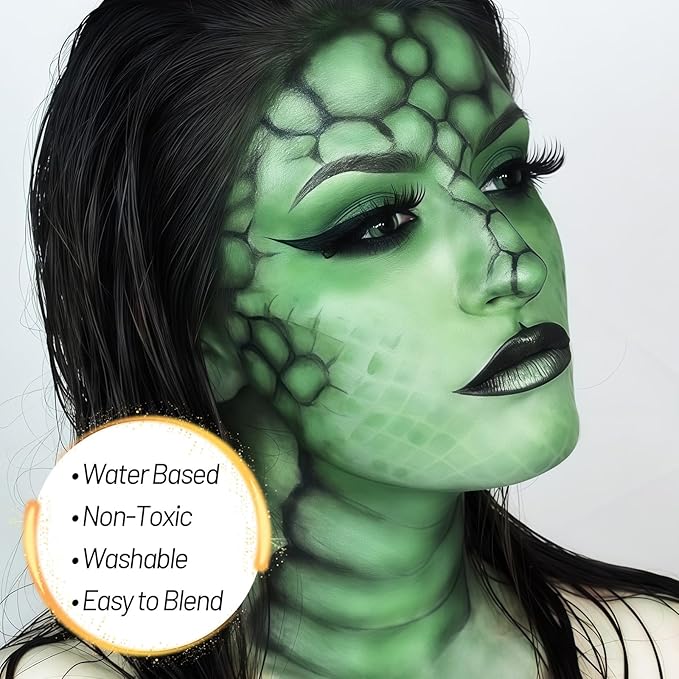 Green Water Based Face Body Paint for St. Patrick’s Day, 2.37 OZ Large Tube Full Coverage Face Paint for Cosplay Gamora Hulk Witch, Washable Green Body Painting Cream Adult Halloween SFX Makeup