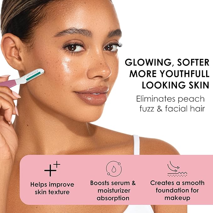 JAPONESQUE Dermaplaner with Soothing Aloe Comfort Strip - Skin Tool with Ultra Precision Blade for Facial Hair Removal and Exfoliation, 3pk.