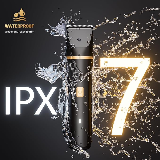 Electric Razor for Men, IPX7 Waterproof Versatile Shaver for Temple, Groin, Nose, Ear Hairs, Beard, Body Hair Trimmer for Men, Painless Grooming Kit with 2 Replaceable Ceramic Blade Heads