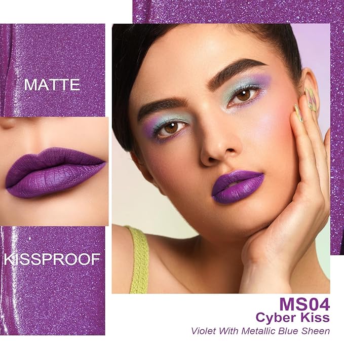 Oulac Matte Liquid Purple Lipstick for Women, Makeup Long Lasting High Impact Lip Color, Waterproof, Creamy Formula Lip stick with Vitamin E, Vegan & Cruelty-Free, 4.5ml (MS04)