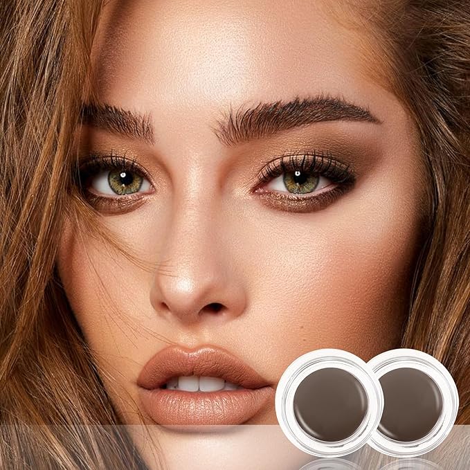 Boobeen 2 Pcs Eyebrow Pomade Cream, Waterproof Brow Pomade Gel High Pigmented Long-lasting for Natural Eyebrow Makeup, Suitable for Everyone