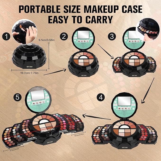 109 Colors Makeup Kit for Women Girl Full Kit Gift Set with Mirror All in One Make up Palette Included Eyeshadow Glitter Lipstick Concealer Eyeliner Eyebrow Highlighter Contour Blusher Compact PowderN