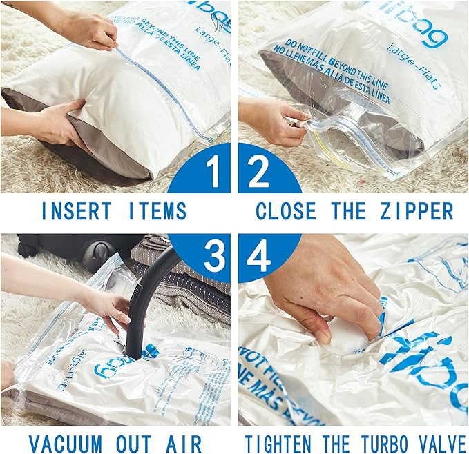 HIBAG Vacuum Storage Bags, 30-Pack Space Saver Vacuum Storage Bags, Vacuum Seal Bags for Clothing, Clothes, Comforters and Blankets (30C)