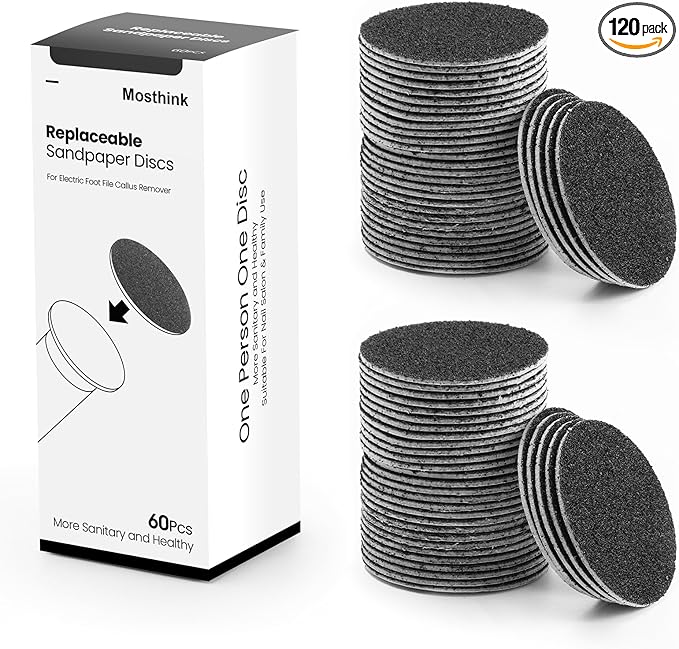 120pcs Replacement Sandpaper Refill Discs for Electric Foot File Callus Remover Tool for Men Women Dead Cracked Hard Skin (80 Grit+80 Grit)