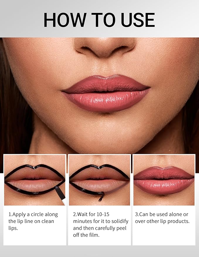 Erinde Lip Liner Peel Off Lip Stain, Long Wear Tattoo Lip Liner with Tweezer, Matte Peel Off Lipliner Stain, Long Lasting, Waterproof, Transfer-proof, Easy to Use & Natural Finish, Neutral Mauve