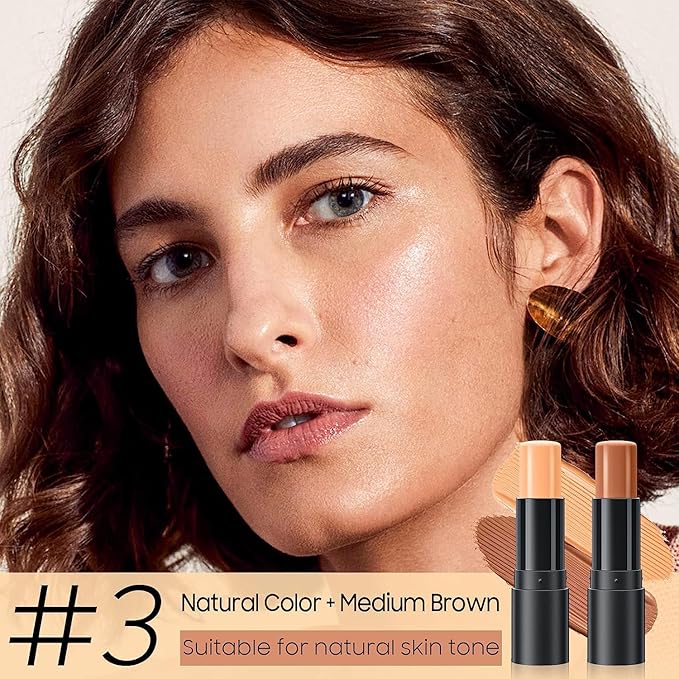 2023 Upgrade Contour Stick, 2 Colors Double-end Contour Highlighter Stick Contour Stick Face Highlighter Contour Makeup Contouring Sticks Cream Concealer (Natural, Netural Coffee)