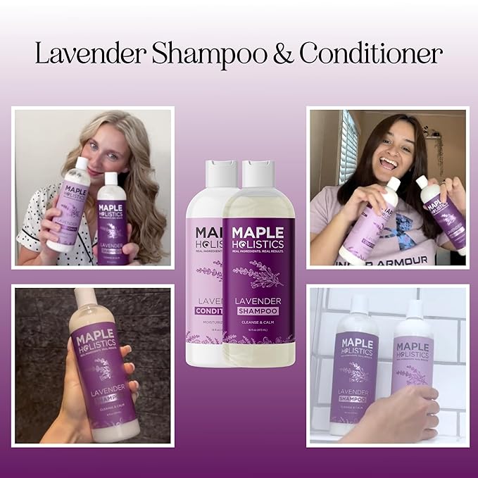 Aromatherapy Lavender Shampoo and Conditioner Set - Paraben and Sulfate Free Shampoo and Conditioner for Women with Chamomile Panthenol Jojoba Oil plus Cleansing and Calming Lavender Essential Oil