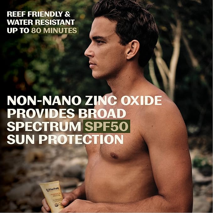 Thrive Natural Care Reef Safe Sunscreen SPF50 - Hawaii 104 Reef Act Compliant - Mineral Sunscreen Non-Nano Zinc Oxide - Vegan, (5.8 Oz (Pack of 3))