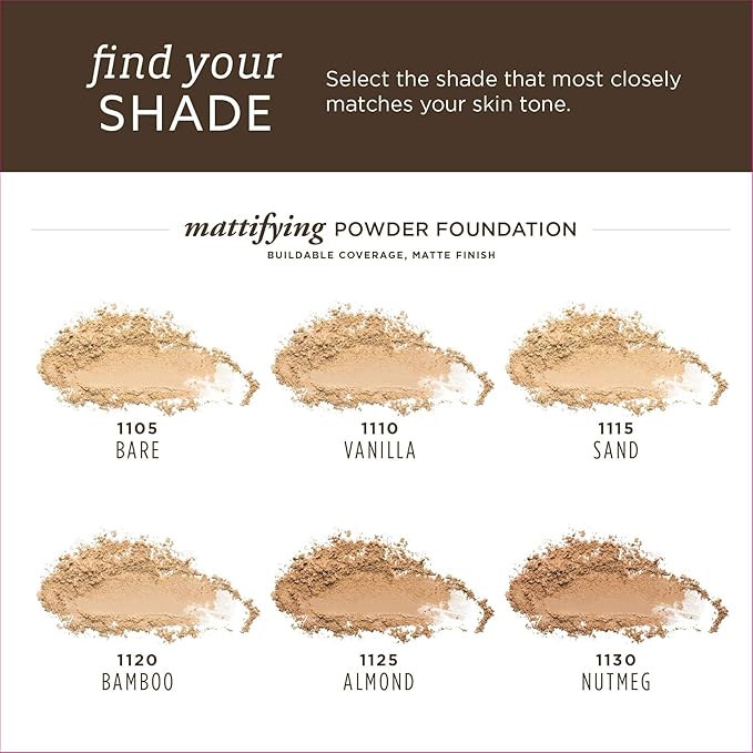 Burts Bees 100% Natural Mattifying Powder Foundation, Nutmeg - 0.3 Ounce (Pack of 2)