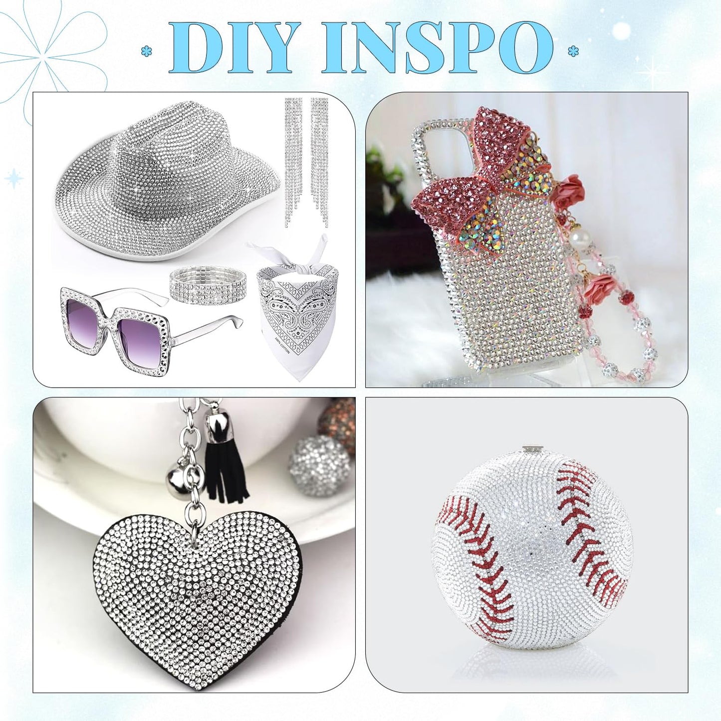 6000Pcs Resin Rhinestones for Bedazzling with 3Pcs B7000 Jewelry Glue, 1 Box Clear Flatback Rhinestones for Crafting Crafts DIY, Crystals Gems for Clothing Shoes Tumblers Nail Art Makeup