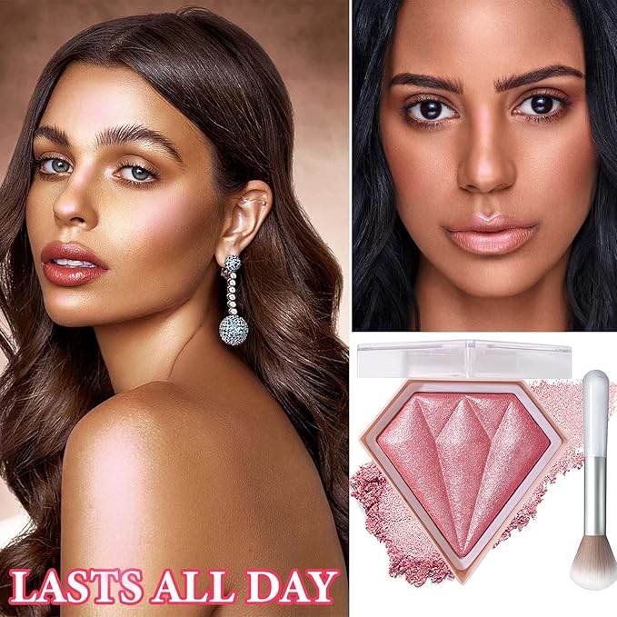 Face Glitter Blush Shimmer Waterproof Highlighter Blusher Powder,Facial Contour Corrector Long Lasting Glitter Illuminator Highlighter Palette Shimmer Highlight Makeup Palette(05#)