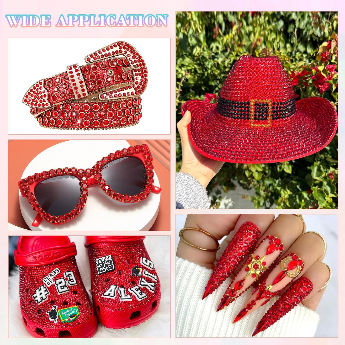 30000Pcs Resin Red Rhinestones with B7000 Jewelry Glue for Crafting, 2-6mm Non Hotfix Flatback Gems, Bedazzling Crystal for DIY Crafts Clothing Tumblers Mugs Shoes Fabric Decor Nail Art