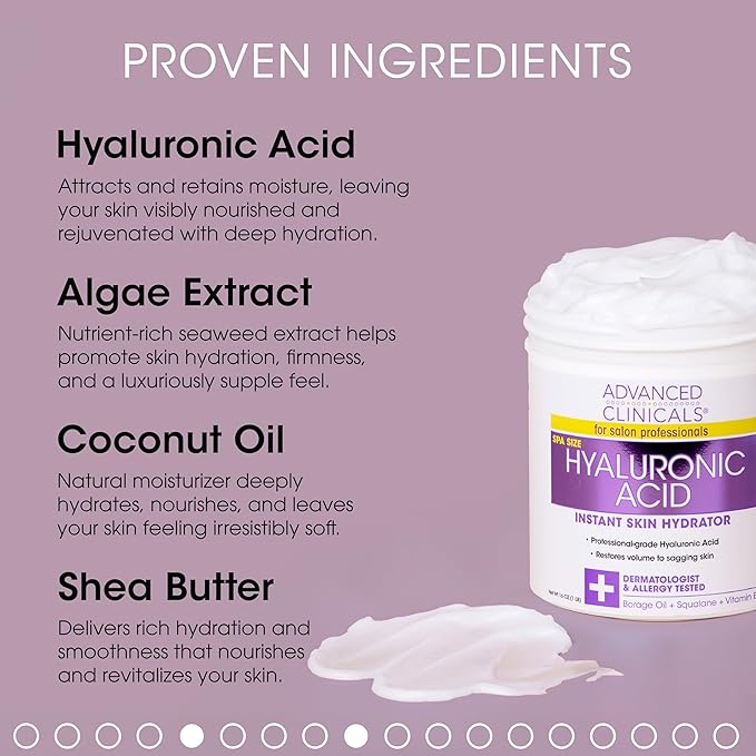 Advanced Clinicals Hyaluronic Acid Body Lotion & Face Moisturizer W/Vitamin E | Hydrating Firming Lotion Minimizes Look Of Wrinkles, Stretch Marks, & Crepey & Dry Skin | Skin Care Products, 16 Oz