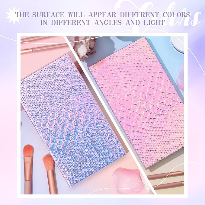 2 Pieces Magnetic Palette Mermaid Empty Palette with Mirror and 36 Pcs Adhesive Metal Empty Palette Stickers Large Mermaid Makeup Empty Palette for Eyeshadow Lipstick Blush Powder