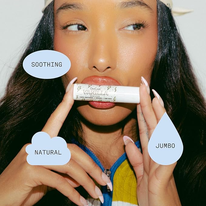 DedCool - Lip Balm Stick (Vanilla) Jumbo, Vegan, Flavored, Coconut Oil Lip Balm, Long Lasting, Moisturization, Hydrates Dry & Chapped Lips, Vegan, Natural, Clean, Non-Toxic, Fragrance For All