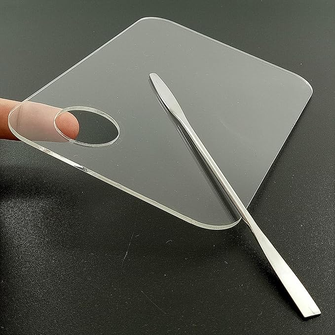 2 Pcs Acrylic Makeup Palette Makeup Mixing Tray with Makeup Spatula for Beauty Salon Color Cream Liquid Foundation Mixing Palette (Rectangular)