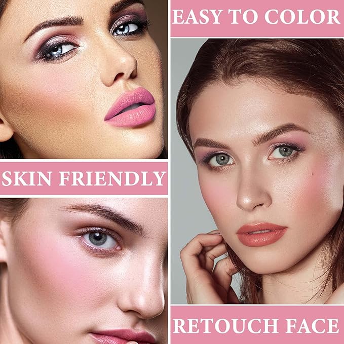 Cream Blush Stick,Blush Stick for Cheeks with Contour Brush,3-in-1 Long Lasting Waterproof Blush&Eye Shadow&Lip Gloss for Fair Skin Types（01 Milk Tea Pink）