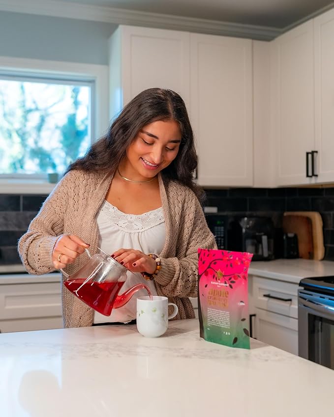 Apple Cranberry Harvest Tea, Organic Loose Leaf Herbal Tea – Real Fruit, Summer Juice, Caffeine-Free, Refreshing Sweet Iced Drink – 4 oz Resealable Bag (Makes 50 Cups)