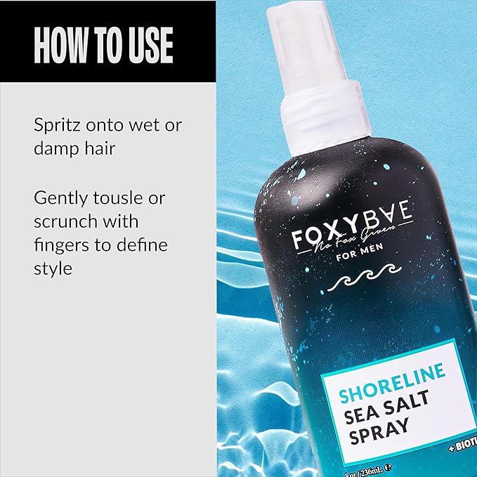 FoxyBae Sea Salt Spray for Men - Texture Spray for Hair - Surf Spray to Add Volume for Tousled Hair - Texturizing Spray for Waves - Sea Salt Spray for Hair - with Biotin - 8 fl oz