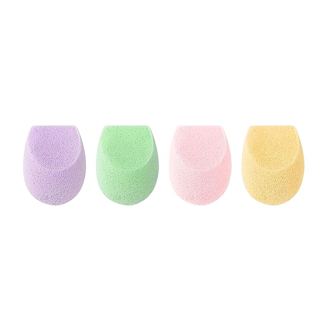 EcoTools Cruelty Free Color Perfecting Minis, Four Sponges Designed with Eco Foam Technology, a Unique Shape for Enhanced Precision, Purple, 4 Count