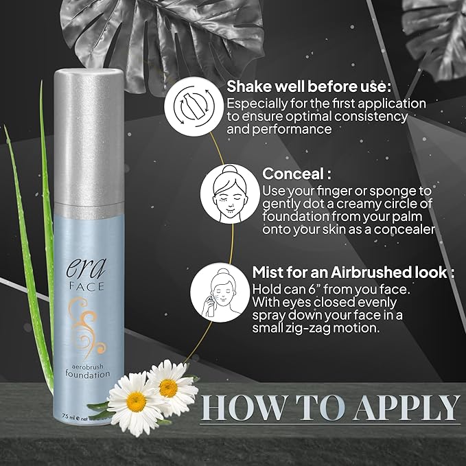 ERA Face spray makeup (R6 Ginger, 2.25 oz) - airbrush foundation, everyday, buildable, professional spray on cosmetics by Era Beauty