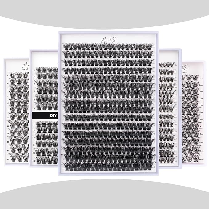 DIY Lash Extensions Kit 320pcs Individual Lashes Clusters 60D 80D D Curl Eyelash Extension Kit with Applicator and Lash Bond&Seal,Clusters Lash Glue Remover For False Eyelash Mix 10-16mm (60D+80D KIT)