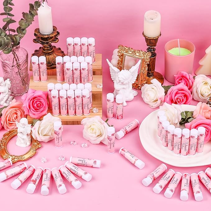 DMSKY 60 Pcs Wedding Bridal Shower Lip Balm Bulk, Bachelorette Souvenir & Baby Shower Favors, Wedding Party Favors for Guests, Thank You Gifts for Women Coworker Staff