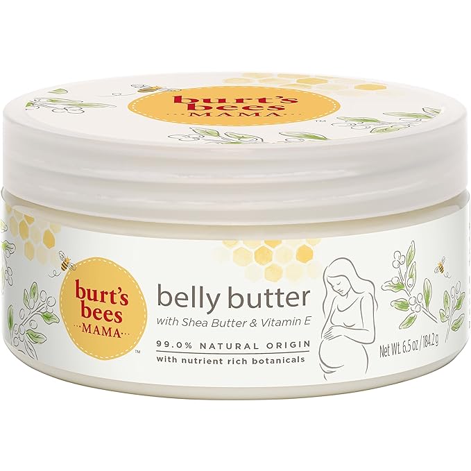 Burt's Bees Mama Belly Butter Stretch Mark Cream for Pregnancy Massages Body & Reduces Scar Appearance, Prenatal & Postnatal Tummy Skin Care, Shea Butter & Vitamin E Rich Formula, 6.5 Oz Tub
