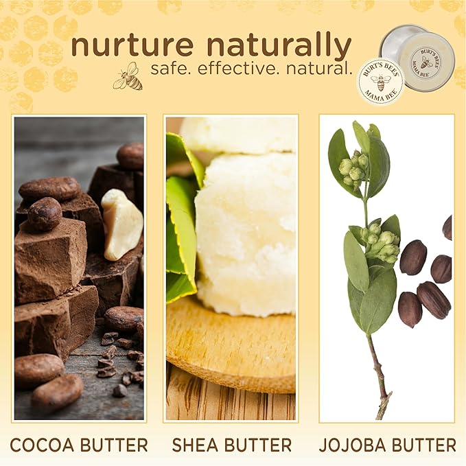 Burt's Bees Mama Belly Butter Stretch Mark Cream for Pregnancy Massages Body & Reduces Scar Appearance, Prenatal & Postnatal Tummy Skin Care, Shea Butter & Vitamin E Rich Formula, 6.5 Oz (Pack of 3)