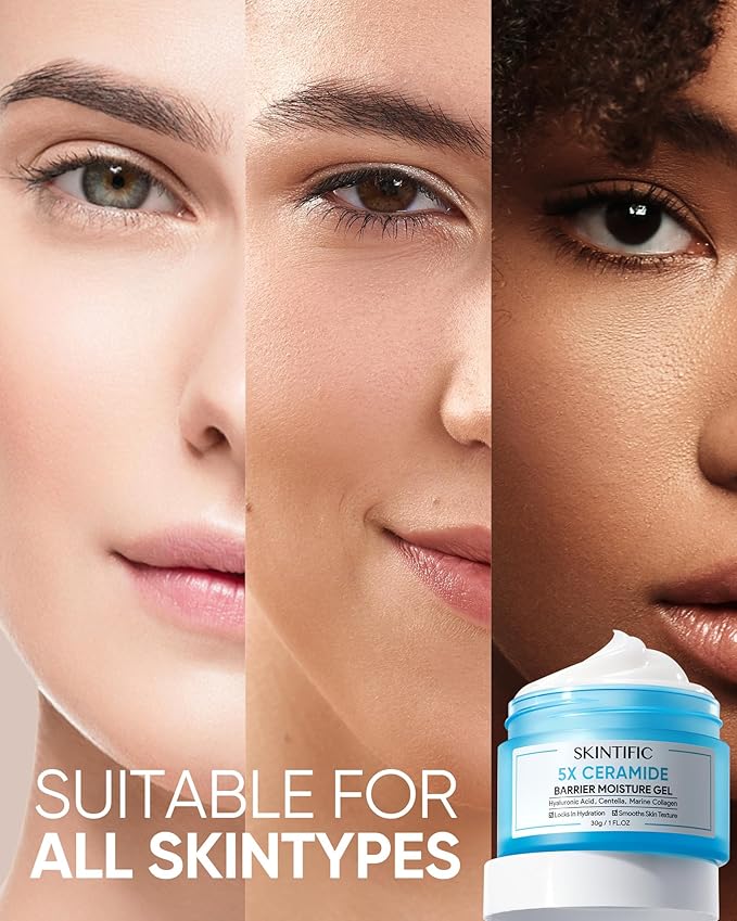 5X Ceramides Moisture Barrier Cream, Hydrating Skin Barrier Repair Face Moisturizer for All Skin Types with Hyaluronic Acid & Centella, Daily Moisturizer, Non-Comedogenic