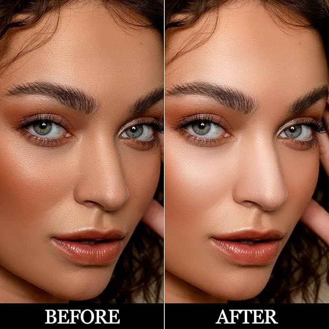 Erinde Face Highlighter Palette, Matte Face Illuminator Palette, Natural Glow Finish, Nude Beige Smooth Baked Powder, Lightweight Blendable Highlighter Makeup, 04 Bright White