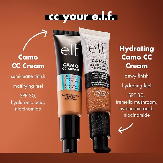 e.l.f. Hydrating Camo CC Cream, SPF 30, Color Correcting Full Coverage Foundation For A Dewy Finish, Vegan & Cruelty-Free, Fair 150 C